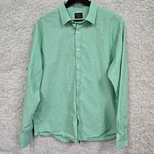 UNTUCKit Shirt Mens XL Green Striped Long Sleeve Button Down Cotton Linen